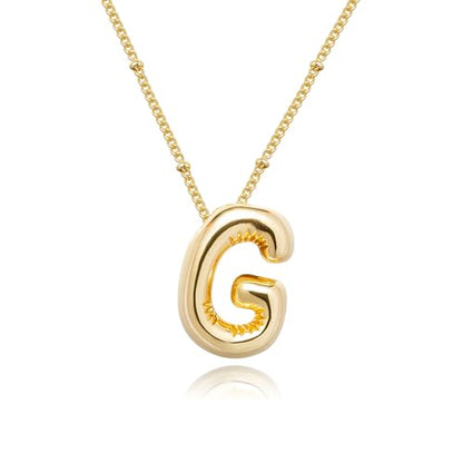 Ewrkbrㅤ Initial Necklaces for Women, 14k Gold Plated Bubble Letter Necklace Chunky Gold Necklace Dainty Charm Initial Necklaces for Women Trendy Custom Preppy Stocking Stuff Necklace Christmas Gifts - color: Gold, style: G
