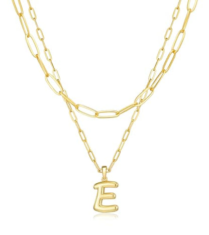 adoyi Dainty Heart Initial Necklaces 14K Gold Plated Layered Letter A-Z Pendant Necklace Stack Trendy Jewelry Birthday Valentines Gifts for Women Jewelry - color: Gold-Letter, style: E