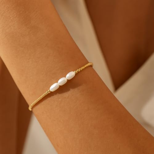 Adjustable Miyuki Beaded Bracelet for Women, Double Row Miyuki Beads | Miyuki beads, adjustable fit, braided construction, double-row design, party styling, bracelet jewelry for casual styling - color: Gold