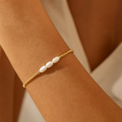 Adjustable Miyuki Beaded Bracelet for Women, Double Row Miyuki Beads | Miyuki beads, adjustable fit, braided construction, double-row design, party styling, bracelet jewelry for casual styling - color: Gold