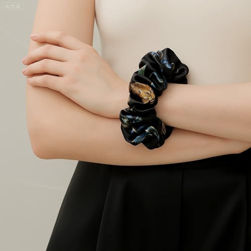 LILYSILK Silk Hair Scrunchies Ties for Frizz & Breakage Prevention 100% Mulberry No Damage Elastic Ponytail Holders, Leo - color: Leo