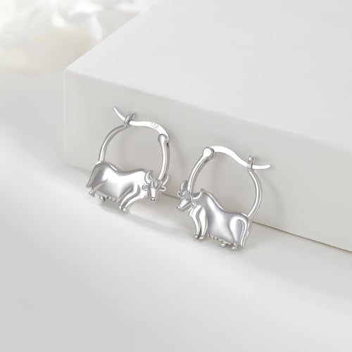LES OSEWA Dog Animal Earrings Sterling Silver Animal Heart Hoop Dangle Earrings Cute Jewelry Gifts for Women - color: Highland Cow