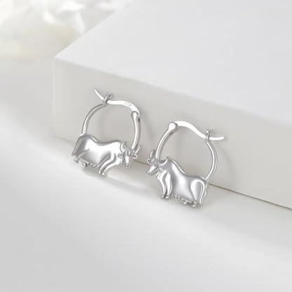 LES OSEWA Dog Animal Earrings Sterling Silver Animal Heart Hoop Dangle Earrings Cute Jewelry Gifts for Women - color: Highland Cow