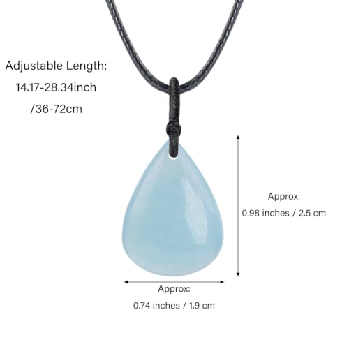 Teardrop Gemstone Necklaces for Women, Healing Crystal Pendant Necklace Birthstone Jewelry for Women - color: Aquamarine