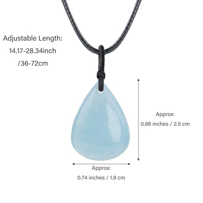 Teardrop Gemstone Necklaces for Women, Healing Crystal Pendant Necklace Birthstone Jewelry for Women - color: Aquamarine
