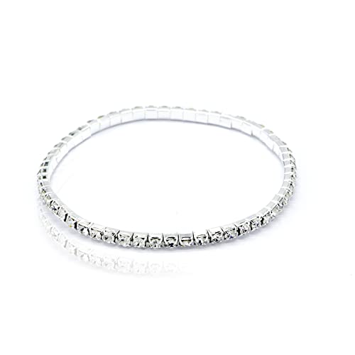 Fesciory Heart Rhinestone Ankle Bracelets for Women, Adjustable Silver Plated Shiny Tennis Anklets, Twinkle Cubic Zircon Imitation Diamond Anklet Foot Chain Jewelry Gifts - color: Single Row Rhinestone