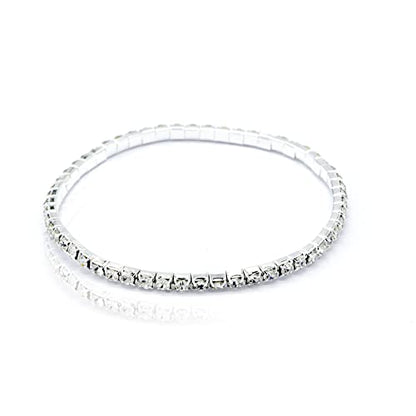 Fesciory Heart Rhinestone Ankle Bracelets for Women, Adjustable Silver Plated Shiny Tennis Anklets, Twinkle Cubic Zircon Imitation Diamond Anklet Foot Chain Jewelry Gifts - color: Single Row Rhinestone