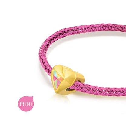 CHOW SANG SANG 999 24K Solid Gold Love Heart Mini Charm Bracelet for Women 91836C - size: 19 CM