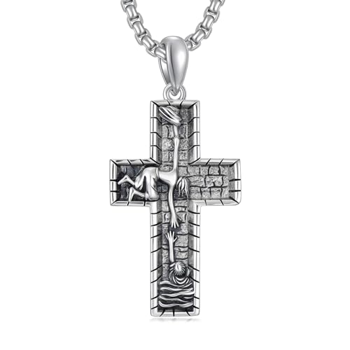 Cross Necklace for Men Women 925 Sterling Silver Cross Pendant Necklace Christian Religious Jewelry Gifts for Anniversary - color: 22-Jesus Cross