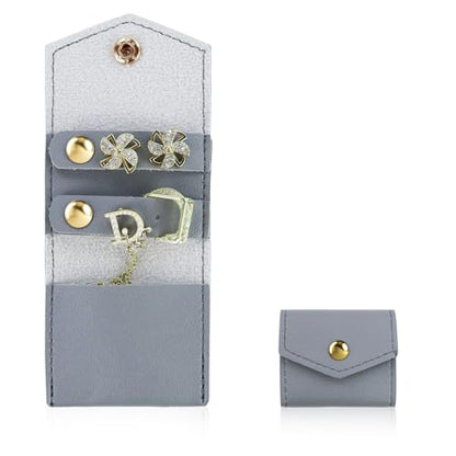 Mini Travel Jewelry Roll Bag with Buckle, Foldable Multifunctional Mini Travel Jewelry Case, Jewelry Roll Storing Rings, Necklaces, Earrings (Grey) - color: Grey