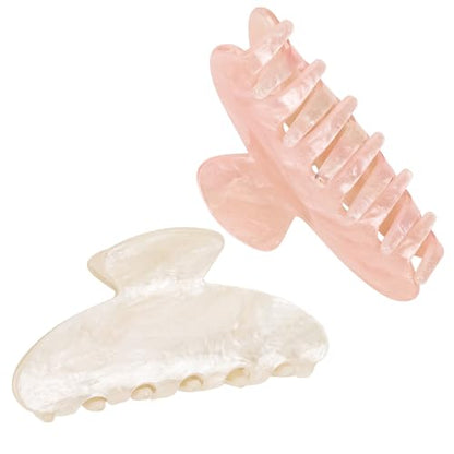 2 Pcs Hair Claw Clips for Women Non-slip Clip Large Claws Hair Accessories | Acrylic Claw Clips, Thick Thin Hair, Ideal Gift - color: White and Pink