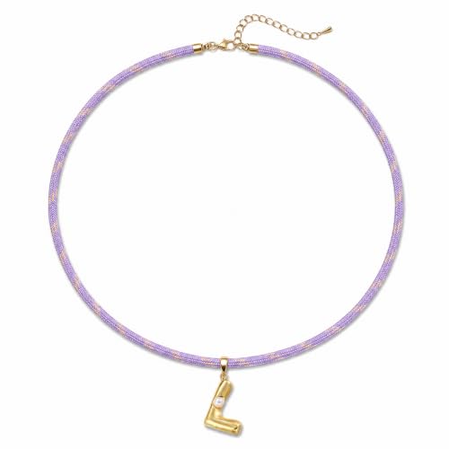 Paracord Cord Necklace for Women, Gold Initial Letter Pendant Charm Necklace with Pearl Accent, Black Rope Necklace, Modern Statement Necklace, Adjustable A-Z Alphabet Jewelry Gift