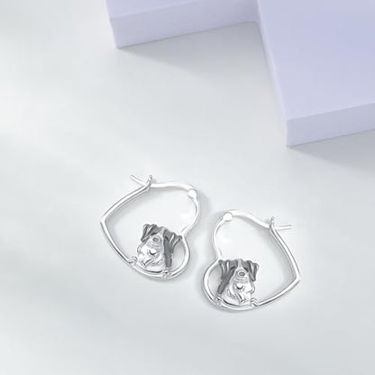 LES OSEWA Dog Animal Earrings Sterling Silver Animal Heart Hoop Dangle Earrings Cute Jewelry Gifts for Women - color: Bernese Mountain Dog