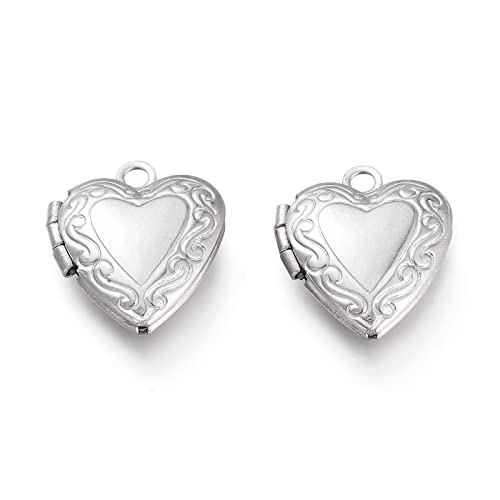 Beadthoven 10pcs Locket Pendants Photo Frame Charms for Necklaces DIY Jewelry Making Personalized Accessories Decoration Supplies - color: Mini Heart