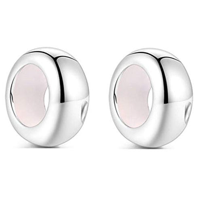 Clip Stopper Charms Sterling Silver Rondelle Spacer Bead Charm Stopper Charm for Pandora Charm Bracelets - color: Silver (2 pcs)