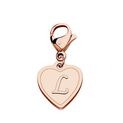 FAADBUK Initial Letter A-Z Alphabet Heart Charms for Jewelry Bracelet Keychain Necklace Initial Stainless steel Clasp Clip on Charm - color: intial L RG