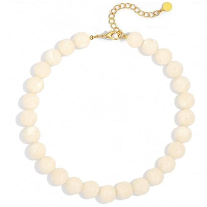 Multicolor Chunky Beaded Necklace, Statement Colorful Round Ball Beads Choker Necklace with Gold-Tone Adjustable Chain, Fashion Bold Neck Jewelry for Women - color: 16mm-Beige