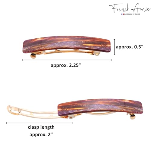 French Amie Bar Purple Touch Small 2 1/4 Inch Hair Clip Barrette | Handmade Cellulose Acetate Durable Grip For Women Girls Teens Everyday Style - color: Purple Touch