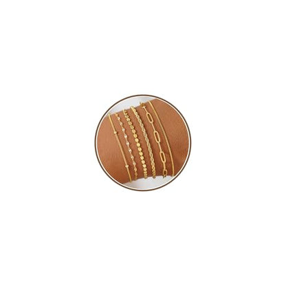 M MOOHAM Gold Bracelets Set for Women No Tarnish | 14K Gold Plated, Dainty Stackable Bracelets Stack for Women, Herringbone Paperclip Rope Cuban Chain Bracelet Set Stack - color: 7.Rope Paperclip Set
