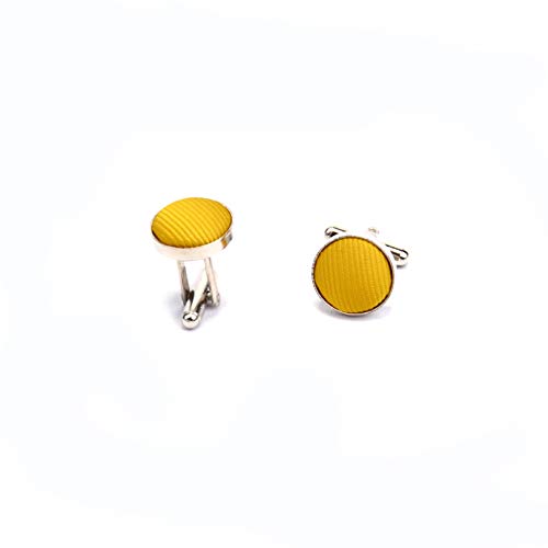 GUSLESON 3.15"（8cm） Solid Color Necktie and Pocket Square Cufflinks Sets For Men + Gift Box - color: Gold