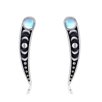 Ear Climbers Earrings for Women Sterling Silver Vintage Ear Crawler Earrings Jewelry Gifts for Women - style: Moon Phase