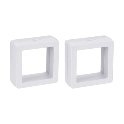 MECCANIXITY Floating Frame Display Holder Stand 3D Jewelry Display Box 1.97 x 1.97 x 0.79 Inch White for Ring Necklace Bracelet Earring Pack of 2 - color: White, size: 1.97 x 1.97 x 0.79 inch