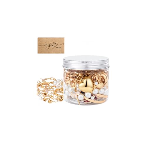 64 Pcs Mystery Jewelry Jar for Women, Golden Surprise Jewelry Box with Necklaces Bracelets Rings Earrings Hair Accessories and Keychain, Multi Style Alternative Fashion Present for Her - color: Golden