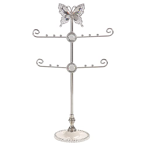 Butterfly Jewelry Display Necklace Earring Organizer Holder Stand Bracelet Rings Rack Tower Decoration Tabletop Countertop for Women Girl Mother's Day Gifts