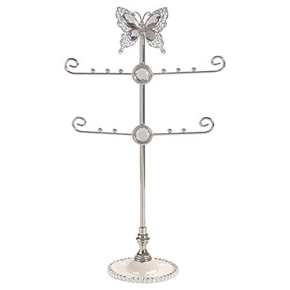 Butterfly Jewelry Display Necklace Earring Organizer Holder Stand Bracelet Rings Rack Tower Decoration Tabletop Countertop for Women Girl Mother's Day Gifts
