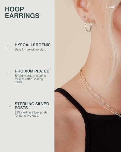 PAVOI Gold Hoop Earrings for Women, 14K Gold Plated Paddle-Back Hoops | Large Hoop Earrings, Lightweight Hoops, Gold Hoops, 925 Sterling Silver Posts - style: 20 Millimeters