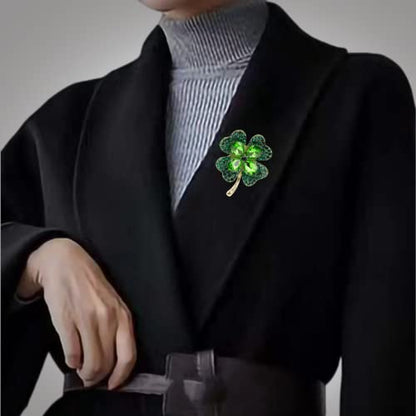 Lavender flower brooch crystal rhinestone tulip brooch elegant accessories jewelry women brooches and pins fashion jewelry wedding flowers lapel pin - color: Clover Leaf