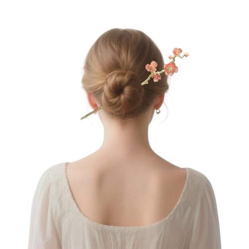 1 Pc Plum blossom Hair sticks for buns,Hair pins for women,Buns and Updos with No Hair Damage,Metal French Pin Great Hold,Suitable for fine & thick hair(pink) US378