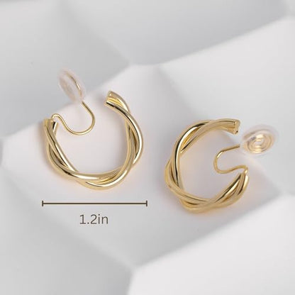 Comfortable Gold Clip-On Earrings for Women – Adjustable, Non-Pierced Ears, Pain-Free Wear