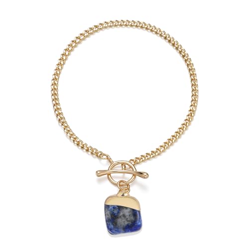 Crystal Bracelet for Women, Dainty 14K Gold Plated Chain Bracelet | Handmade Healing Crystals and Stones Spiritual Jewelry Gifts for Women - style: Lapis Lazuli Bracelet