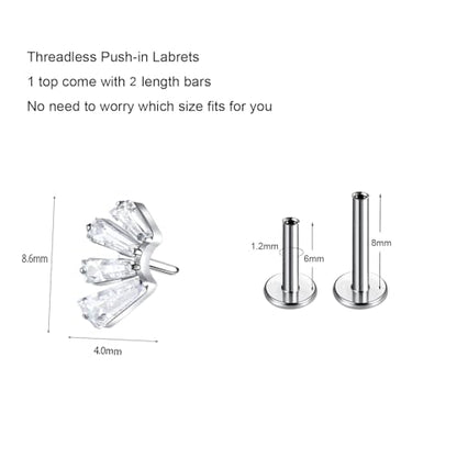 1pcs 16G 18G G23 Titanium Threadless Labret Studs Push-in Labret Lip Cluster Tragus Helix Conch Lobe Rook Cartilage Push Back Piercing Jewelry Earring - style: polish-4T 1.2mm