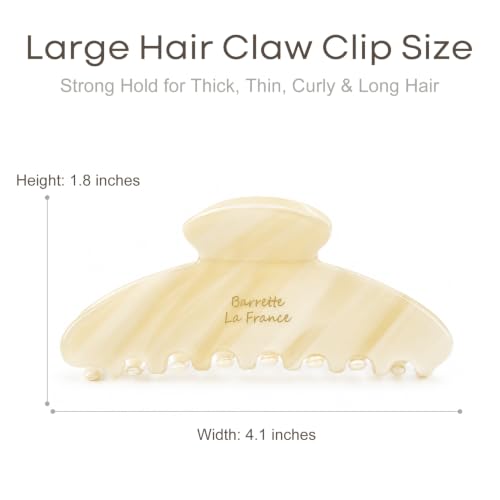 Aileam Acetate Hair Claw Clips for Women, Hair clip French Design Strong Hold Non-Slip claw clips for Thick Hair, 2 Pack - color: Black Cream Stripe