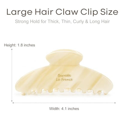 Aileam Acetate Hair Claw Clips for Women, Hair clip French Design Strong Hold Non-Slip claw clips for Thick Hair, 2 Pack - color: Cream Pink Stripe