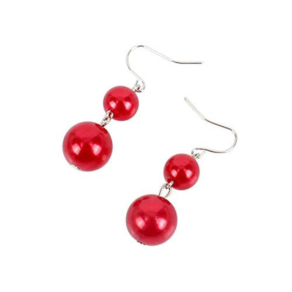 KOSMOS-LI Large Multi Layer Faux Pearl Strand Costume Jewelry Sets For Women Stocking Stuffers - color: red