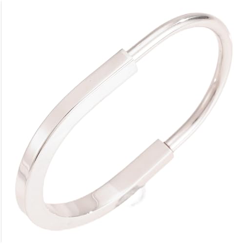 Silver Lock Bracelet for Women, Stainless Steel Open Cuff Bangle, Sleek Minimalist Hardware Jewelry