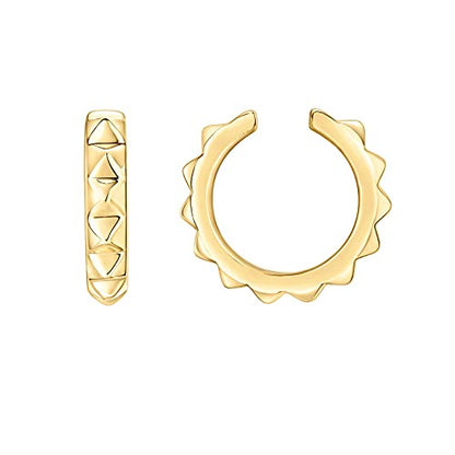 PAVOI 14K Gold Plated 925 Sterling Silver Round Huggie Ear Cuff Earrings for Women | Clip On Cartilage Cuff Earrings - style: Studded