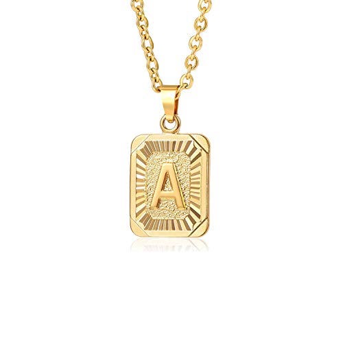 Glimmerst Initial Pendant Necklace 18K Gold Plated Stainless Steel Letter Necklace Personalizd Name Necklace for Women - style: Gold A