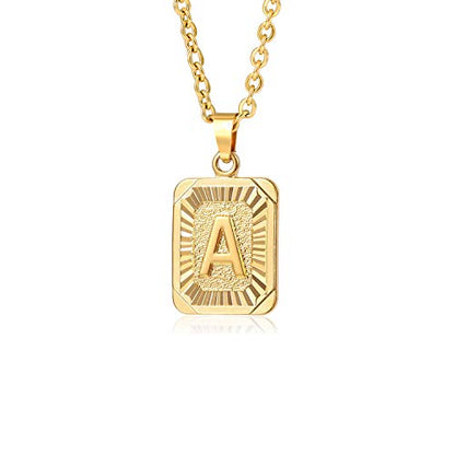 Glimmerst Initial Pendant Necklace 18K Gold Plated Stainless Steel Letter Necklace Personalizd Name Necklace for Women - style: Gold A