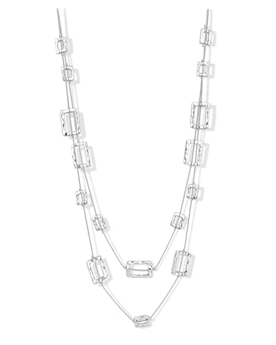 Silver Chunky Statement Necklaces Long Layered Necklaces for Women - color: silver