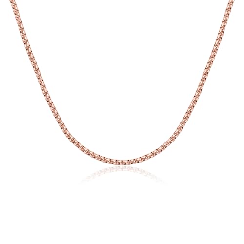 Eusense Stainless Steel Chain Necklace for Men Women Rolo/Wheat/Snake/Box Chain, 2-3MM, 20-24 Inches with Delicate Gift Box - color: Rose Gold-Plated, size: 22+2 Inches Length, style: Rolo Chain-3MM Width