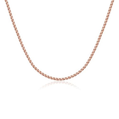 Eusense Stainless Steel Chain Necklace for Men Women Rolo/Wheat/Snake/Box Chain, 2-3MM, 20-24 Inches with Delicate Gift Box - color: Rose Gold-Plated, size: 22+2 Inches Length, style: Rolo Chain-3MM Width