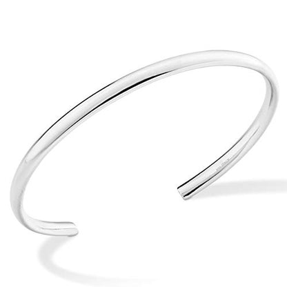 Miabella 925 Sterling Silver or 18K Gold Plated 925 Sterling Silver Italian 4mm Open Cuff Polished Bangle Bracelet for Women Adjustable 7.25 to 7.5 Inch Made in Italy - style: Sterling-Silver