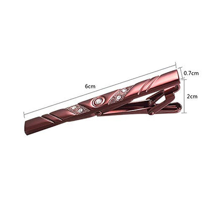 Shell Tie Clip Cufflinks Set for Men Business Gold Silver Tie Bar Cuffs Wedding Party Suit Jewelry Gift - style: Red with Stone