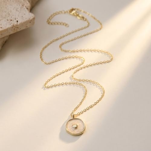 Dainty Necklace Initial Necklace For Women Round Moon star Clover Pendant Chain Coin Necklaces - color: Q