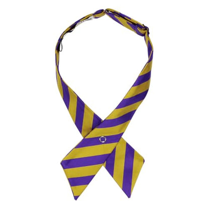 tiemart Crossover Tie - color: Dark Purple and Gold Striped