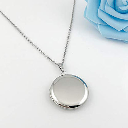 YOUFENG Round Locket Necklace that Holds Pictures Heart Circle Shape Lockets Gift for Jewelry - style: Circle locket